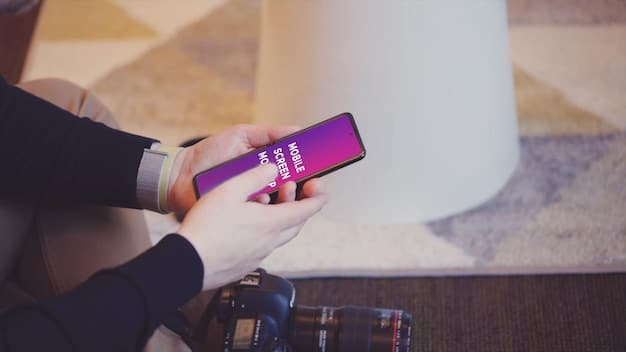 A hand holding a smartphone displaying a streaming service's signup page with a prominent 
