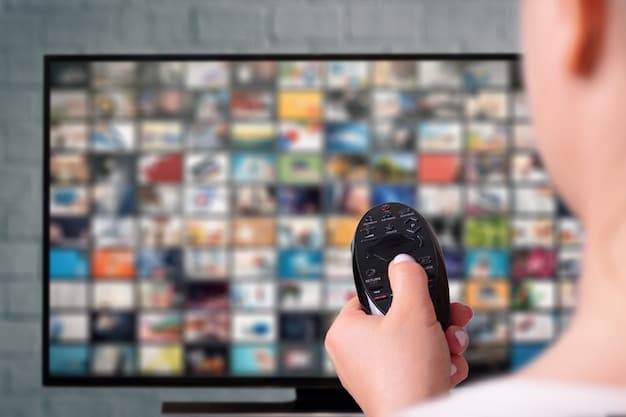 A close-up shot of a streaming platform's parental control settings interface on a smart TV. The settings include options to set age restrictions, block specific content, and monitor viewing history.