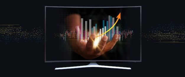 A graph showing the projected viewership trends for network TV and streaming services from 2023 to 2025. The graph illustrates streaming services surpassing network TV in total viewership.