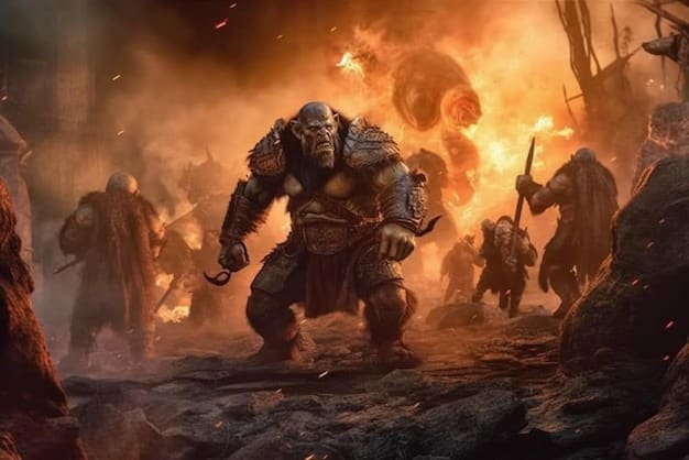 A dynamic battlefield scene from 