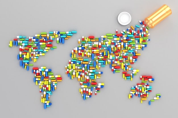 A world map graphic highlighting the global reach of popular streaming services like Netflix, Amazon Prime Video, and Disney+. Small icons representing different limited series are placed on countries where they are particularly popular.