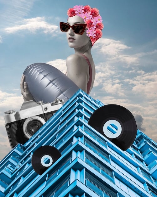 A collage of images representing different limited series, each with a distinct musical style: a scene from 