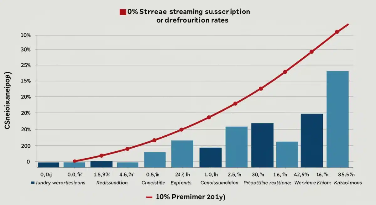Graph showing a 10% increase in streaming subscriptions over three months, driven by new premieres.