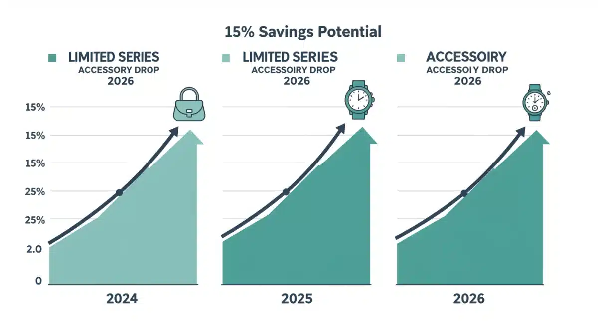 Infographic showing projected value growth of three limited series accessory drops exceeding 15% by 2026.