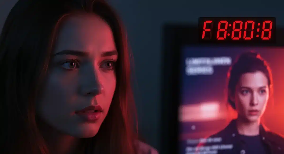 Person watching limited series with digital countdown, symbolizing expiring opportunities.