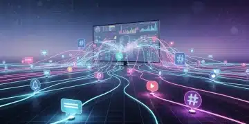 Digital visualization of cable originals dominating social media conversations in 2026.