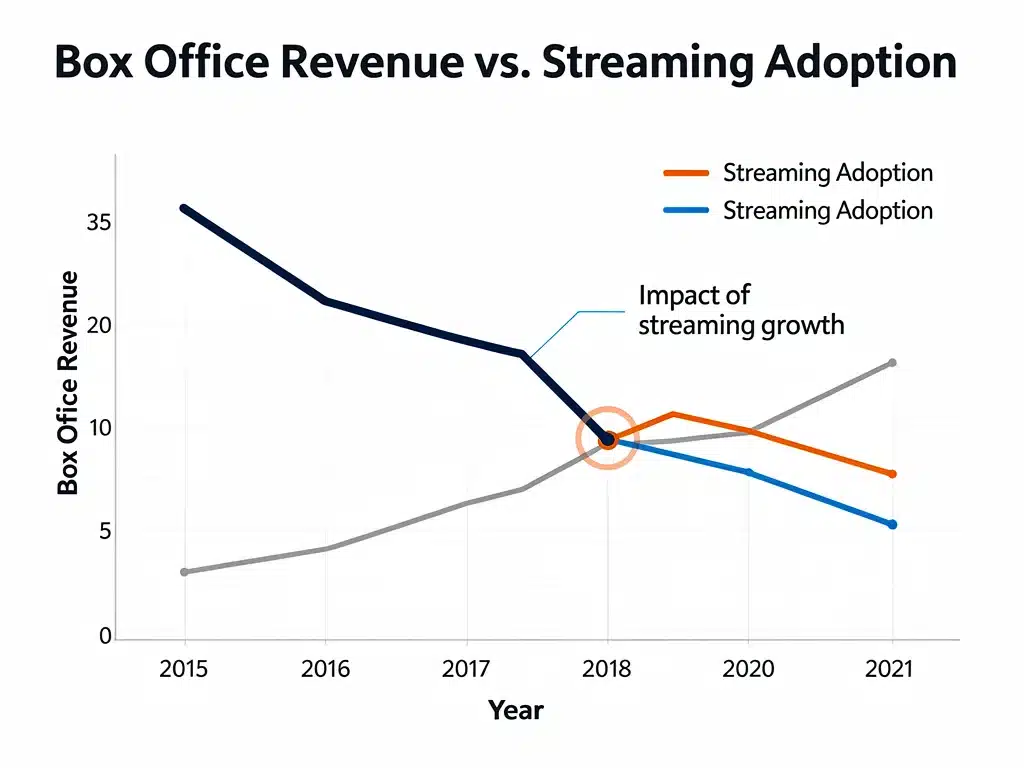 Graph showing declining box office revenue trends