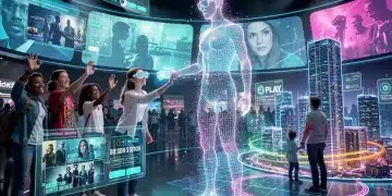 Fans engaging with immersive holographic and augmented reality experiences from cable originals in 2026