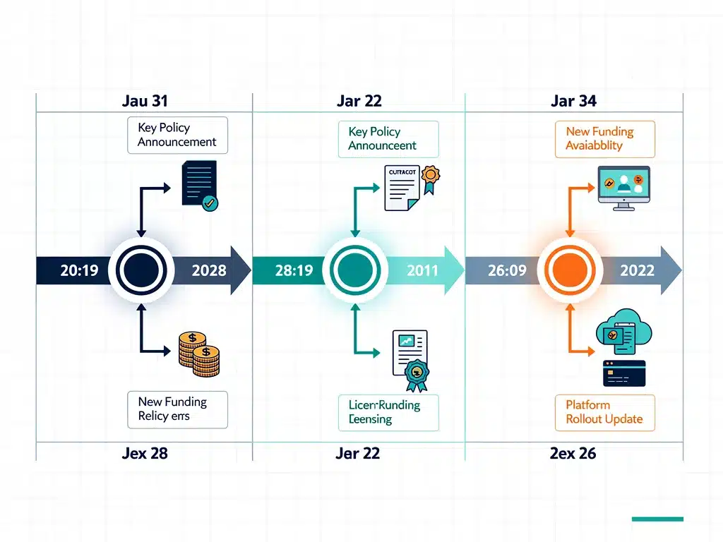 Timeline illustrating recent policy changes in cable content.