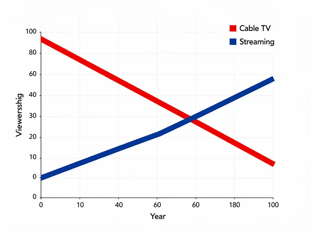 Graph illustrating cable viewership decline versus streaming growth.