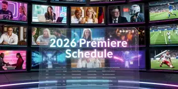 Dynamic graphic of multiple screens highlighting the 2026 cable original premiere schedule