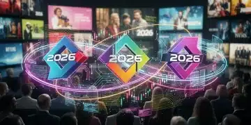 Illustration of three cable network logos investing heavily in original series for 2026, influencing viewer choices.