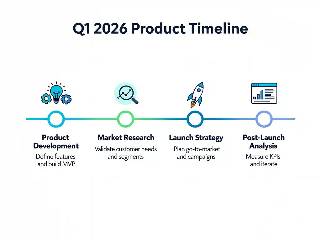 Strategic product development timeline for Q1 2026