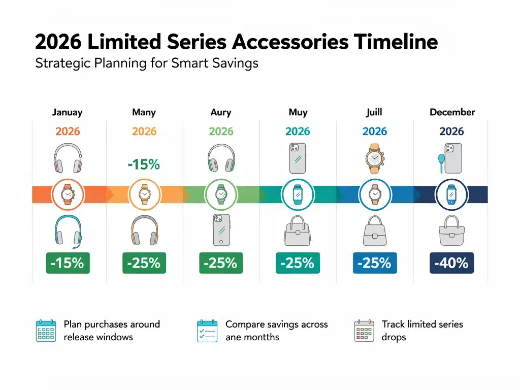 Timeline of limited series accessory releases and savings opportunities