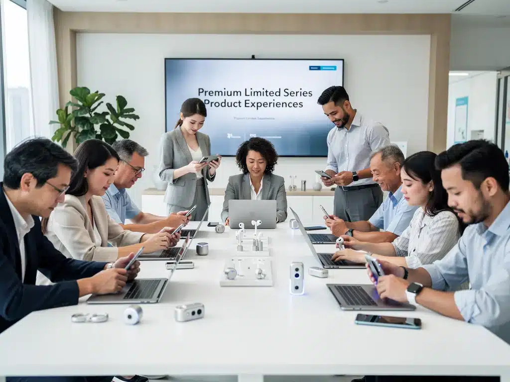 Diverse group engaged in premium product testing session