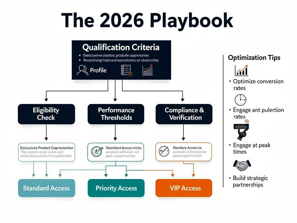 Infographic detailing qualification criteria for exclusive product access