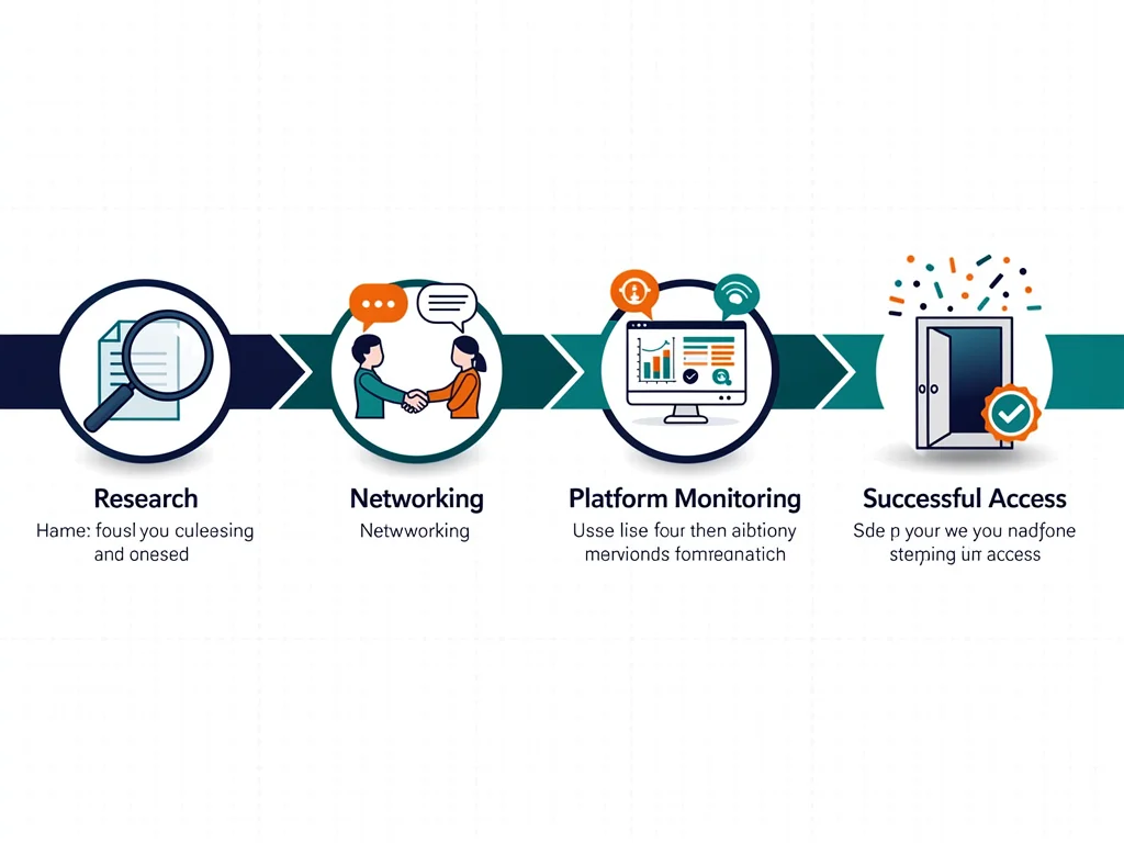 Infographic showing a timeline of steps for securing early access to products