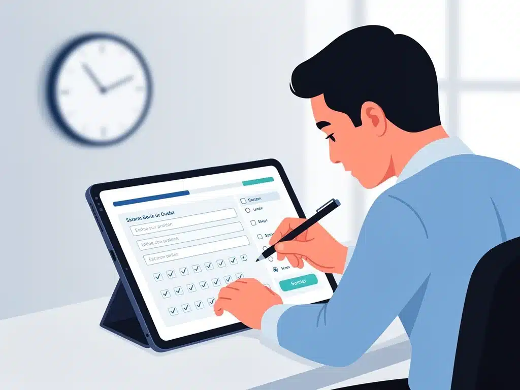 Applicant carefully completing an online product application form